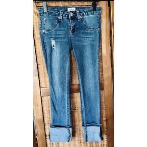 GIRLS HUDSON LIGHT WASH CUFFED CROP SKINNY  JEANS SIZE 12
